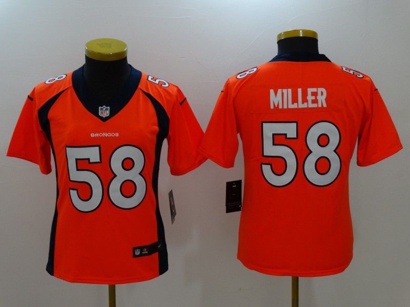 Womens Denver Broncos 58 Miller Orange Nike Vapor Untouchable Limited NFL Jersey